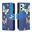 Custodia Portafoglio In Pelle Fantasia Modello Cover con Supporto B04F per Realme C35 Blu