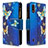 Custodia Portafoglio In Pelle Fantasia Modello Cover con Supporto B04F per Samsung Galaxy A01 SM-A015 Blu