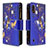 Custodia Portafoglio In Pelle Fantasia Modello Cover con Supporto B04F per Samsung Galaxy A01 SM-A015 Blu Notte