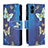 Custodia Portafoglio In Pelle Fantasia Modello Cover con Supporto B04F per Samsung Galaxy A04 4G Blu