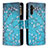 Custodia Portafoglio In Pelle Fantasia Modello Cover con Supporto B04F per Samsung Galaxy A04s Ciano