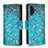 Custodia Portafoglio In Pelle Fantasia Modello Cover con Supporto B04F per Samsung Galaxy A13 4G Ciano