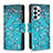 Custodia Portafoglio In Pelle Fantasia Modello Cover con Supporto B04F per Samsung Galaxy A23 5G Ciano