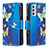 Custodia Portafoglio In Pelle Fantasia Modello Cover con Supporto B04F per Samsung Galaxy A24 4G Blu