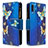 Custodia Portafoglio In Pelle Fantasia Modello Cover con Supporto B04F per Samsung Galaxy A30S Blu