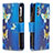 Custodia Portafoglio In Pelle Fantasia Modello Cover con Supporto B04F per Samsung Galaxy A32 5G Blu