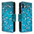 Custodia Portafoglio In Pelle Fantasia Modello Cover con Supporto B04F per Samsung Galaxy A50S Ciano