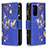 Custodia Portafoglio In Pelle Fantasia Modello Cover con Supporto B04F per Samsung Galaxy A52 4G Blu Notte