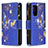 Custodia Portafoglio In Pelle Fantasia Modello Cover con Supporto B04F per Samsung Galaxy A52 5G Blu Notte