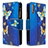 Custodia Portafoglio In Pelle Fantasia Modello Cover con Supporto B04F per Samsung Galaxy A70S Blu