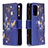 Custodia Portafoglio In Pelle Fantasia Modello Cover con Supporto B04F per Samsung Galaxy A72 4G Blu Notte