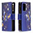 Custodia Portafoglio In Pelle Fantasia Modello Cover con Supporto B04F per Samsung Galaxy A72 5G Blu Notte