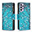 Custodia Portafoglio In Pelle Fantasia Modello Cover con Supporto B04F per Samsung Galaxy A73 5G Ciano