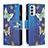 Custodia Portafoglio In Pelle Fantasia Modello Cover con Supporto B04F per Samsung Galaxy F23 5G Blu