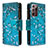 Custodia Portafoglio In Pelle Fantasia Modello Cover con Supporto B04F per Samsung Galaxy Note 20 Ultra 5G Ciano