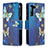 Custodia Portafoglio In Pelle Fantasia Modello Cover con Supporto B04F per Samsung Galaxy S23 5G Blu