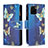 Custodia Portafoglio In Pelle Fantasia Modello Cover con Supporto B04F per Vivo Y01 Blu