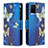 Custodia Portafoglio In Pelle Fantasia Modello Cover con Supporto B04F per Vivo Y21a Blu