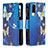 Custodia Portafoglio In Pelle Fantasia Modello Cover con Supporto B04F per Vivo Y53s 4G Blu