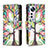 Custodia Portafoglio In Pelle Fantasia Modello Cover con Supporto B04F per Xiaomi Mi 12S Pro 5G Verde Pastello