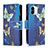 Custodia Portafoglio In Pelle Fantasia Modello Cover con Supporto B04F per Xiaomi Poco C51 Blu