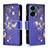 Custodia Portafoglio In Pelle Fantasia Modello Cover con Supporto B04F per Xiaomi Poco C65 Blu Notte