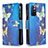 Custodia Portafoglio In Pelle Fantasia Modello Cover con Supporto B04F per Xiaomi Poco M4 Pro 5G Blu