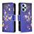 Custodia Portafoglio In Pelle Fantasia Modello Cover con Supporto B04F per Xiaomi Redmi Note 12 Turbo 5G Blu Notte