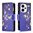 Custodia Portafoglio In Pelle Fantasia Modello Cover con Supporto B04F per Xiaomi Redmi Note 13 Pro+ Plus 5G Blu Notte