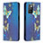 Custodia Portafoglio In Pelle Fantasia Modello Cover con Supporto B05F per Xiaomi Redmi 10 4G Blu
