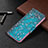 Custodia Portafoglio In Pelle Fantasia Modello Cover con Supporto BF4 per Xiaomi Redmi Note 10 Pro 4G Ciano