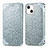 Custodia Portafoglio In Pelle Fantasia Modello Cover con Supporto H01 per Apple iPhone 14 Plus Argento