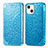 Custodia Portafoglio In Pelle Fantasia Modello Cover con Supporto H01 per Apple iPhone 14 Plus Blu