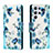 Custodia Portafoglio In Pelle Fantasia Modello Cover con Supporto H01X per Samsung Galaxy S23 Ultra 5G Blu