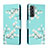 Custodia Portafoglio In Pelle Fantasia Modello Cover con Supporto H02X per Samsung Galaxy S22 5G Ciano