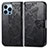 Custodia Portafoglio In Pelle Fantasia Modello Cover con Supporto H07 per Apple iPhone 13 Pro Nero