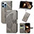 Custodia Portafoglio In Pelle Fantasia Modello Cover con Supporto H08 per Apple iPhone 15 Pro Max