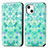 Custodia Portafoglio In Pelle Fantasia Modello Cover con Supporto H09 per Apple iPhone 13 Verde