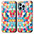 Custodia Portafoglio In Pelle Fantasia Modello Cover con Supporto H10 per Apple iPhone 15 Pro