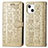 Custodia Portafoglio In Pelle Fantasia Modello Cover con Supporto H11 per Apple iPhone 13 Mini Oro