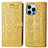 Custodia Portafoglio In Pelle Fantasia Modello Cover con Supporto H12 per Apple iPhone 14 Pro Max Giallo