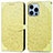 Custodia Portafoglio In Pelle Fantasia Modello Cover con Supporto H13 per Apple iPhone 13 Pro Giallo