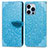 Custodia Portafoglio In Pelle Fantasia Modello Cover con Supporto H13 per Apple iPhone 13 Pro Max Blu