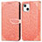 Custodia Portafoglio In Pelle Fantasia Modello Cover con Supporto H13 per Apple iPhone 14 Arancione