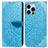 Custodia Portafoglio In Pelle Fantasia Modello Cover con Supporto H13 per Apple iPhone 14 Pro Blu