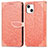 Custodia Portafoglio In Pelle Fantasia Modello Cover con Supporto H13 per Apple iPhone 15 Plus Arancione