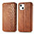 Custodia Portafoglio In Pelle Fantasia Modello Cover con Supporto H15 per Apple iPhone 14 Plus Marrone