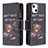 Custodia Portafoglio In Pelle Fantasia Modello Cover con Supporto L03 per Apple iPhone 14 Plus Nero