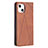 Custodia Portafoglio In Pelle Fantasia Modello Cover con Supporto L04 per Apple iPhone 13 Marrone