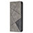 Custodia Portafoglio In Pelle Fantasia Modello Cover con Supporto L04 per Apple iPhone 14 Pro Grigio